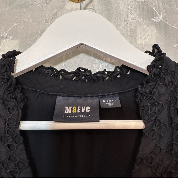 Maeve by Anthropologie Kass Tiered Eyelet Midi Black Lace Dress XSMALL - Picture 11 of 11